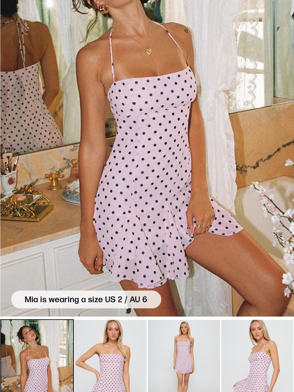 Princess Polly Pink Polka Dot Halter Mini Dress